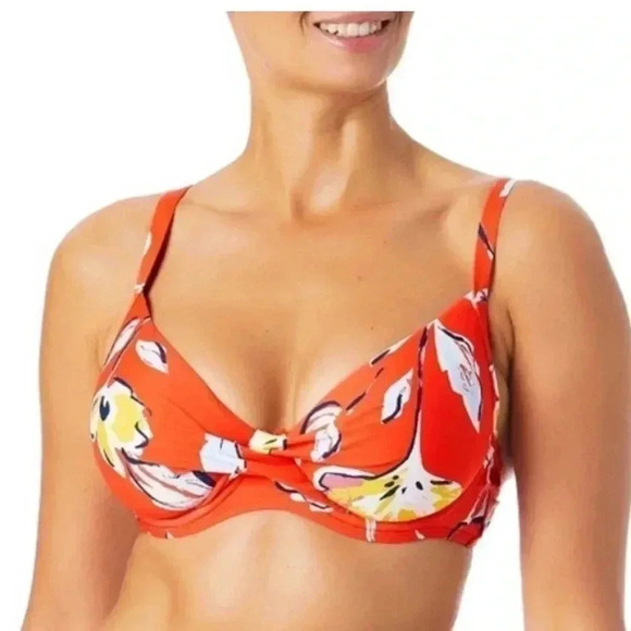 Catalina 2 Piece Bikini Set Orange Multicolor High Waisted Swimsuit Size Small - Picture 4 of 11